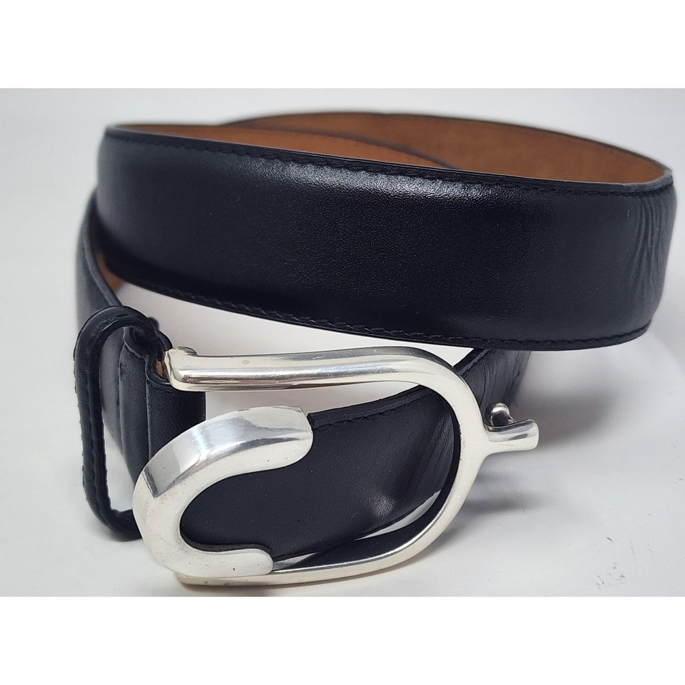 Ariat Leather Spur Belt Men's 28 Black Silver Buckle Dress Equestrian